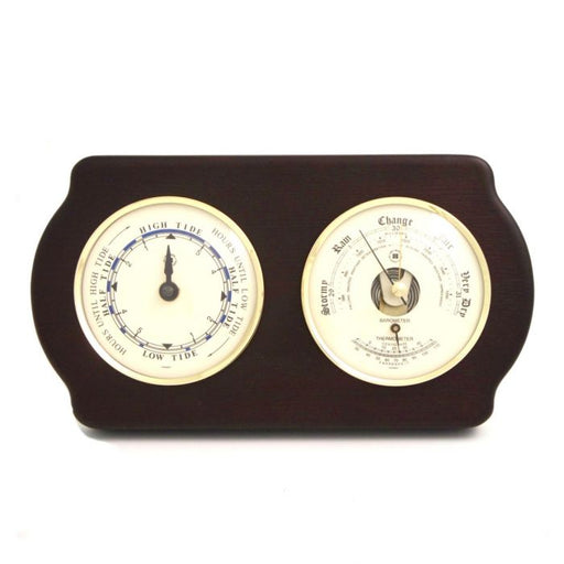 Weather Scientific Bey-Berk Tide Clock and Barometer with Thermometer on Ash Wood with Brass Bezel WS417 Bey-Berk 