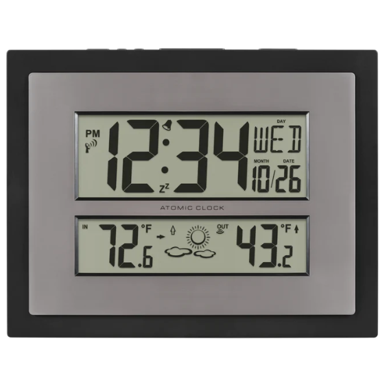 La Crosse Technology Atomic Digital Wall Clock with Indoor Temperature & Humidity