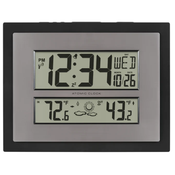 LaCrosse Technology 512-14937 Atomic Digital Wall Clock with Indoor/Outdoor Temperature and Indoor Humidity