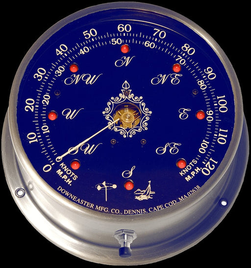 Weather Scientific Downeaster Wind Speed and Direction, Navy Blue with "Tru-Gust", N3035B Brushed Nickel Case