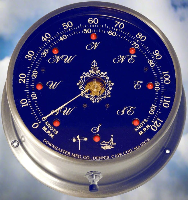 Weather Scientific Downeaster Wind Speed and Direction, Navy Blue with "Tru-Gust", N3035B Brushed Nickel Case