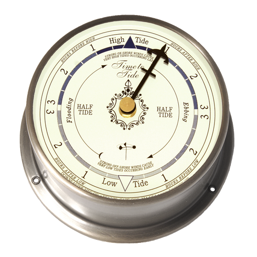 Weather Scientific Downeaster 3080 Tide Clock, White Face Nickel case by Weather Scientific