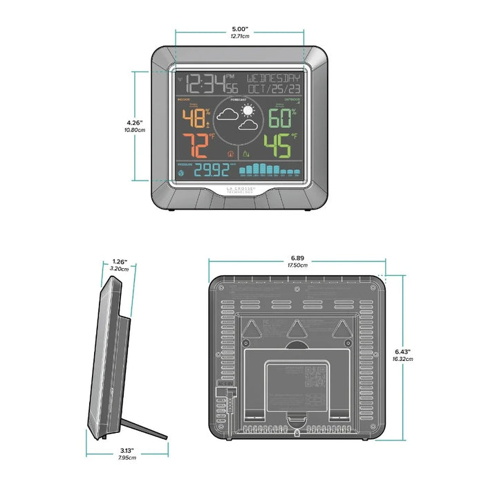 La Crosse Technology M73170 Wireless Color Weather Station dimensions