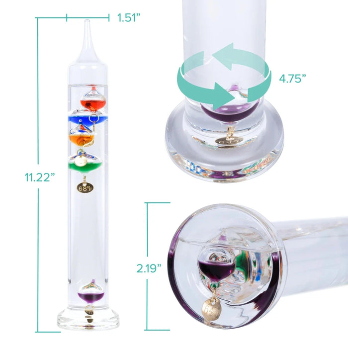 Weather Scientific 914-4928 11-inch Galileo Thermometer detailed dimensions