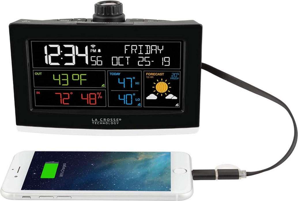 Projection alarm clock and weather station
