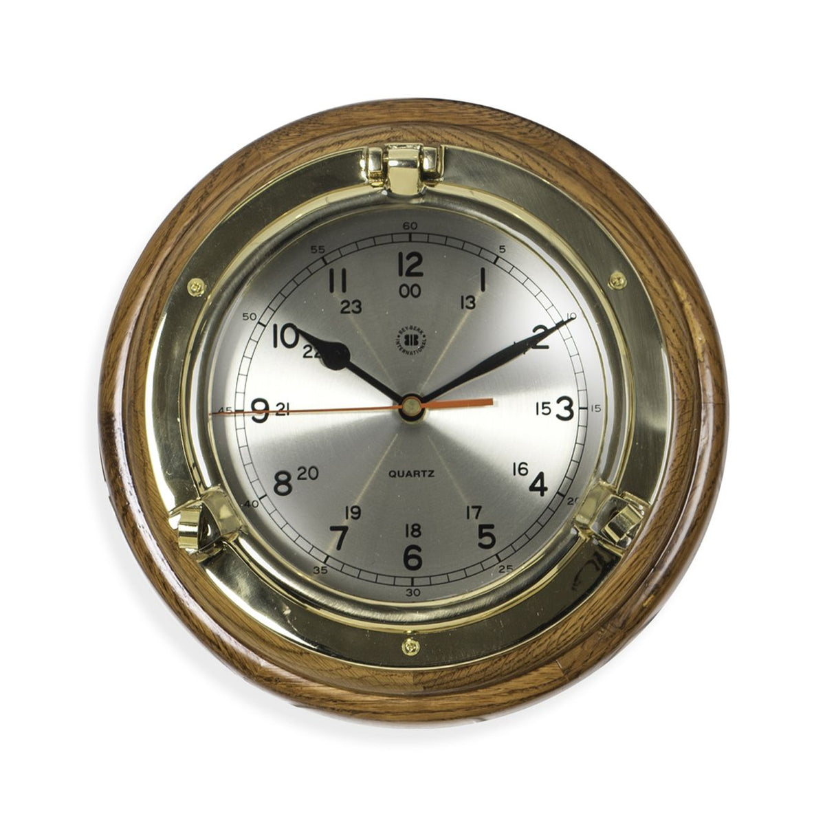 Bey-Berk Lacquered Brass Porthole Quartz Clock on Oak Wood SQ508 — Weather  Scientific