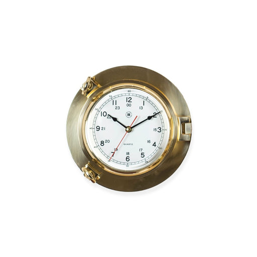 Weather Scientific Bey-Berk Lacquered Brass Porthole Quartz Clock with Beveled Glass SQ513 Bey-Berk 