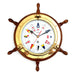Weather Scientific Bey-Berk Lacquered Brass Porthole Quartz Clock on Oak Ship's Wheel with Nautical Flags SQ518 Bey-Berk 