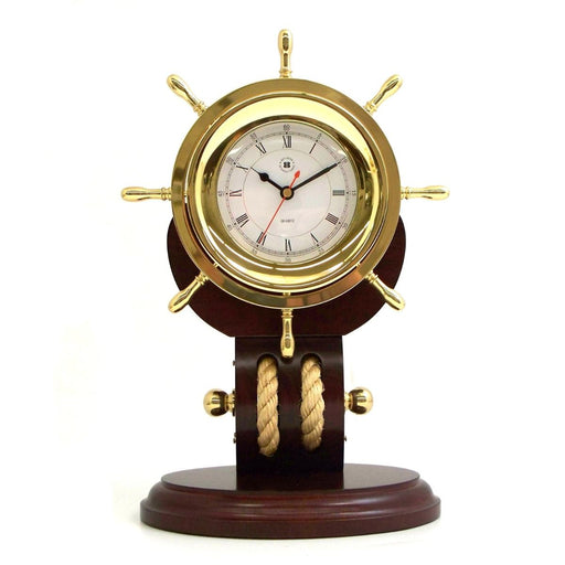 Bey-Berk Lacquered Brass Porthole Quartz Striking Bell Clock