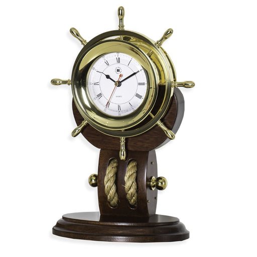 Weather Scientific Bey-Berk Lacquered Brass Ships Wheel Quartz Clock with Beveled Glass and Fisherman's Rope SQ521T Bey-Berk 