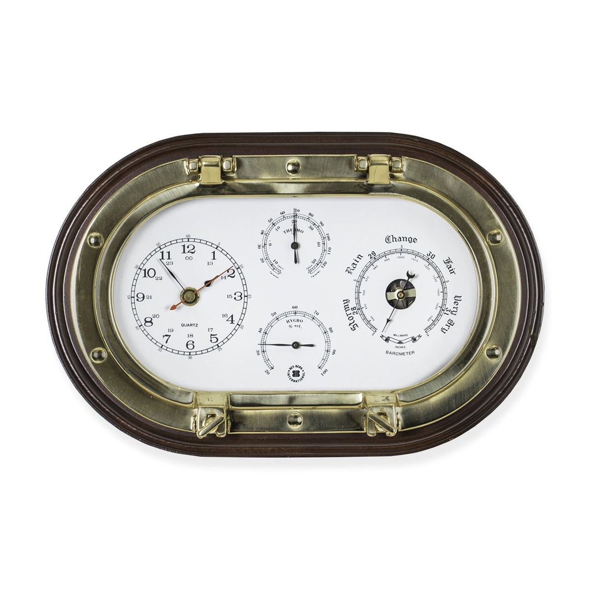 Nautical Brass Porthole Clock Barometer Set