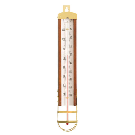 Weather Scientific Bey-Berk Teak Wood Finished Wall Mount Thermometer with Brass Accents WS015 Bey-Berk 