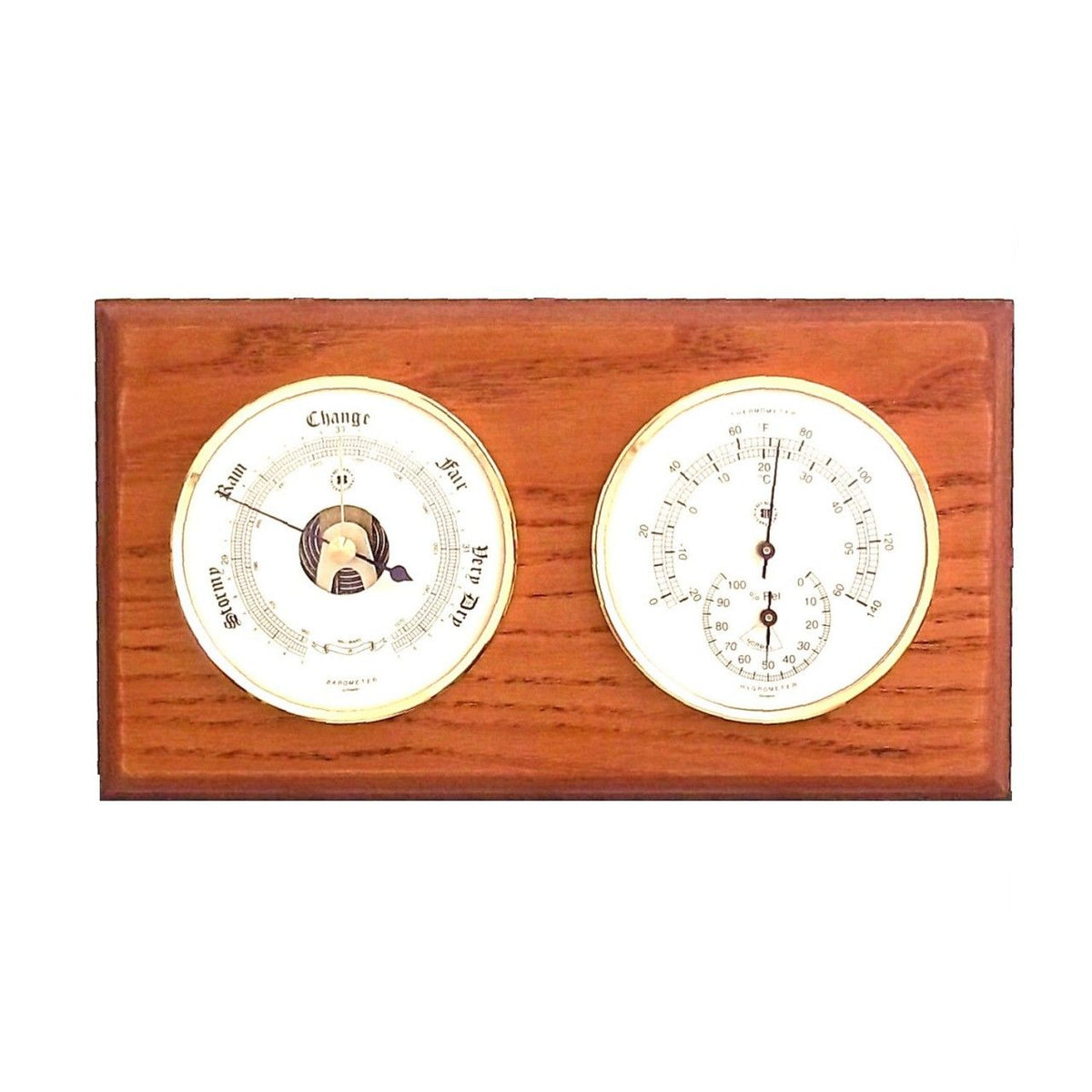 Brass Barometer, Thermo/Hygro on Cherry Weather Station