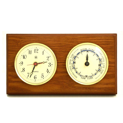 Weather Scientific Bey-Berk Quartz Clock and Tide Clock on Oak Wood with Brass Bezel WS116 Bey-Berk 