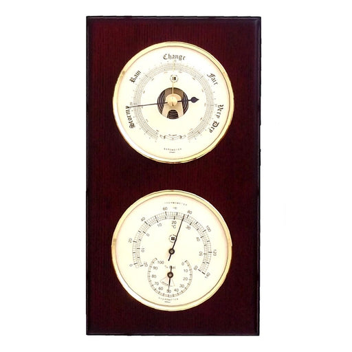 Weather Scientific Bey-Berk Barometer and Thermometer with Hygrometer on Mahogany Wood with Brass Bezel WS211 Bey-Berk 
