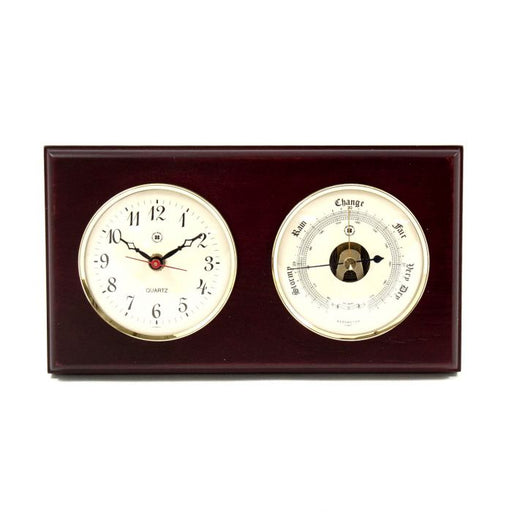 Weather Scientific Bey-Berk Quartz Clock and Barometer on Mahogany Wood with Brass Bezel WS212 Bey-Berk 