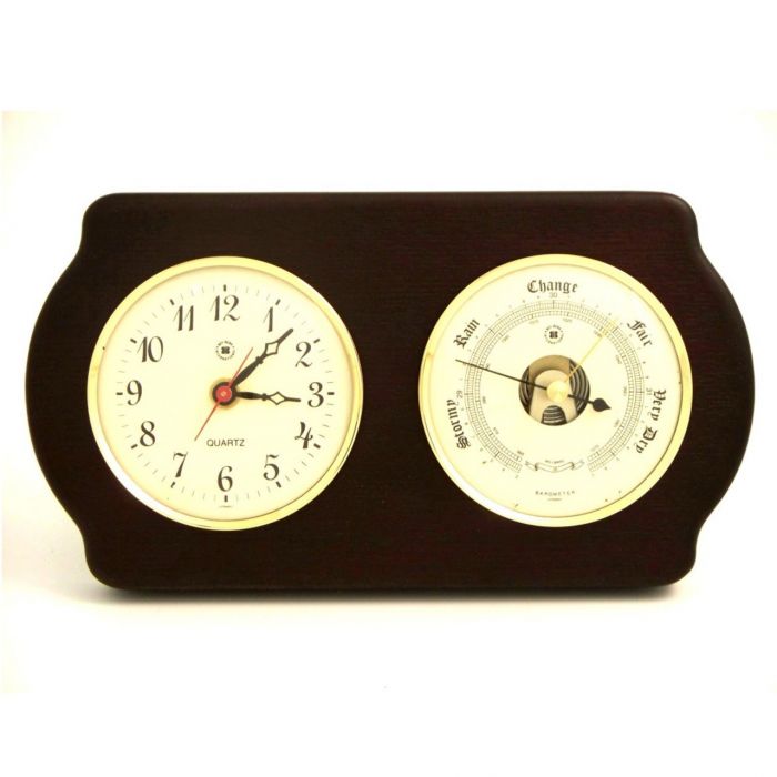 Weather Scientific Bey-Berk Quartz Clock and Barometer on Ash Wood with Brass Bezel WS412 Bey-Berk 