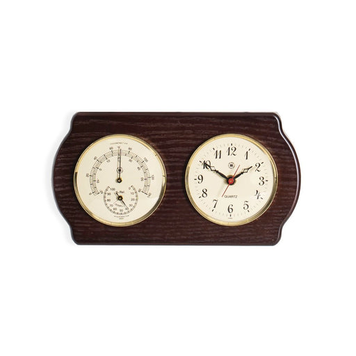 Weather Scientific Bey-Berk Quartz Clock and Thermometer with Hygrometer on Ash Wood with Brass Bezel WS419 Bey-Berk 