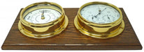 Weather Scientific Tabic Clocks Handmade Solid Brass Tide Clock and Barometer with Built-in Hygrometer and Thermometer Mounted on a Double English Oak Wall Mount Tabic Clocks 