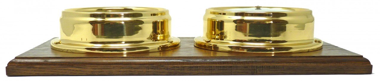 Weather Scientific Tabic Clocks Handmade Solid Brass Tide Clock and Barometer with Built-in Hygrometer and Thermometer Mounted on a Double English Oak Wall Mount Tabic Clocks 