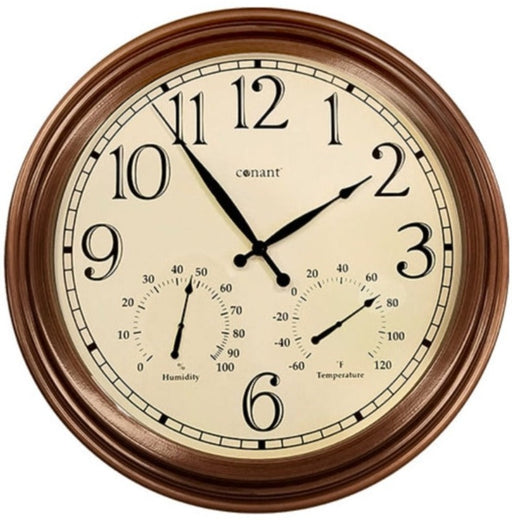 Weather Scientific Conant Collections Décor 18" Wall Clock with Thermometer/Hygrometer ("Antique Copper" Powder Coated Finish) Conant Collections 