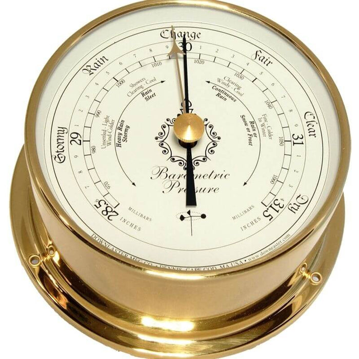 Weather Scientific Downeaster Barometer, White, 3060 Brass Case