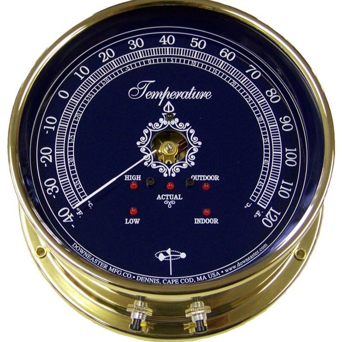 Weather Scientific Downeaster Temperature Instrument, Navy Blue-Indoor/Outdoor Min/Max, Brass Case, 3042B Downeaster 