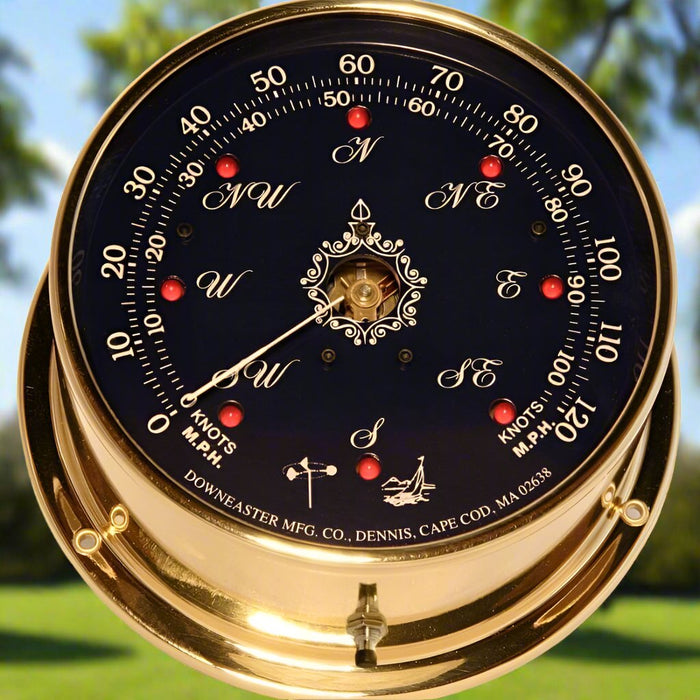 Weather Scientific Downeaster Wind Speed & Direction, Navy Blue with "Tru-Gust" 3035B Brass Case