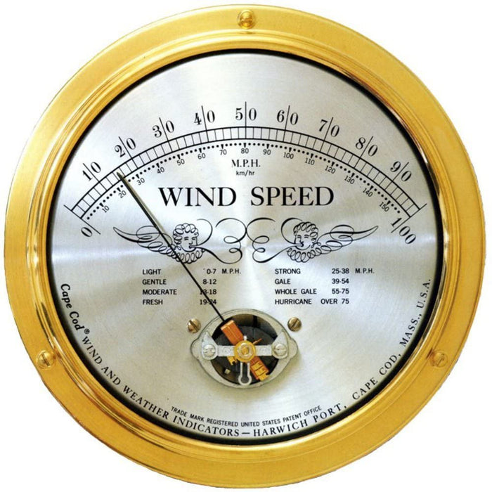Weather Scientific Cape Cod Wind Speed Indicator CCWS in Brass or Nickel Cape Cod Instruments 