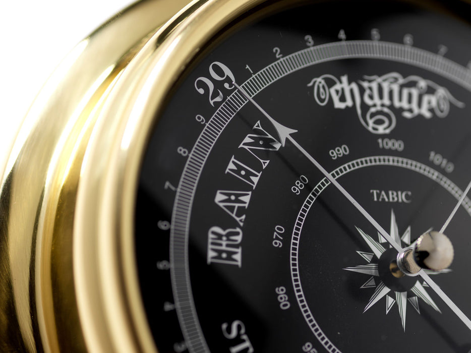 Weather Scientific Tabic Clocks Handmade Prestige Barometer With Jet Black Dial Mounted on an English Dark Oak Mantel/Display Mount Tabic Clocks 