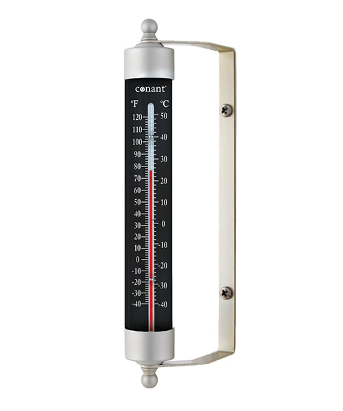 Weather Scientific Conant Collections Décor High Contrast Black Indoor/Outdoor 7" Thermometer (Satin Nickel) Conant Collections 
