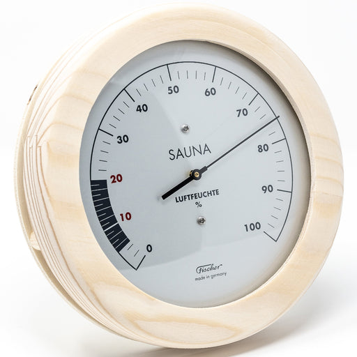 Fischer Germany Wooden sauna hygrometer with a white background main profile