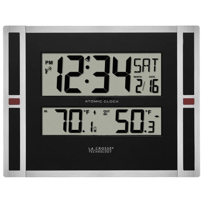 Weather Scientific LaCrosse Technology 513-149V2 Atomic Digital Wall Clock with Indoor/Outdoor Temperature LaCrosse Technology 