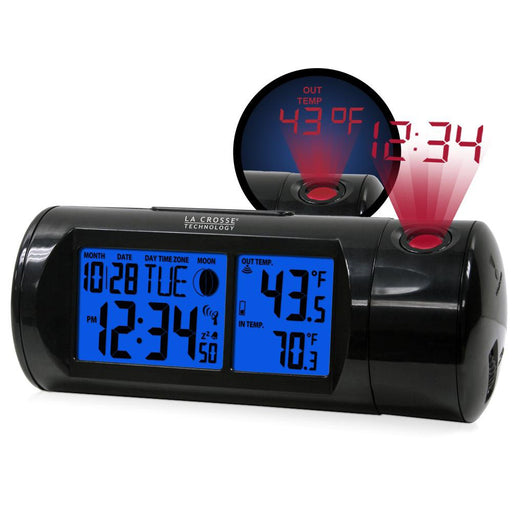 Weather Scientific LaCrosse Technology 616-143V2 Projection Alarm Clock with Indoor/Outdoor Temperature Night Lite Projection