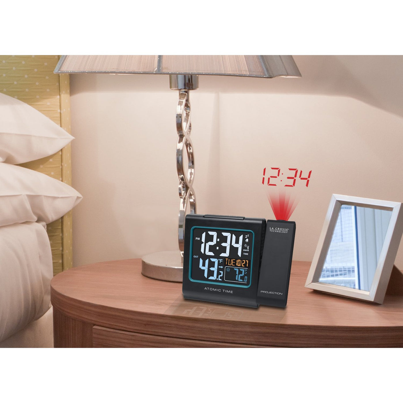 LaCrosse Technology 616146V3 Atomic Projection Alarm Clock with Indoo