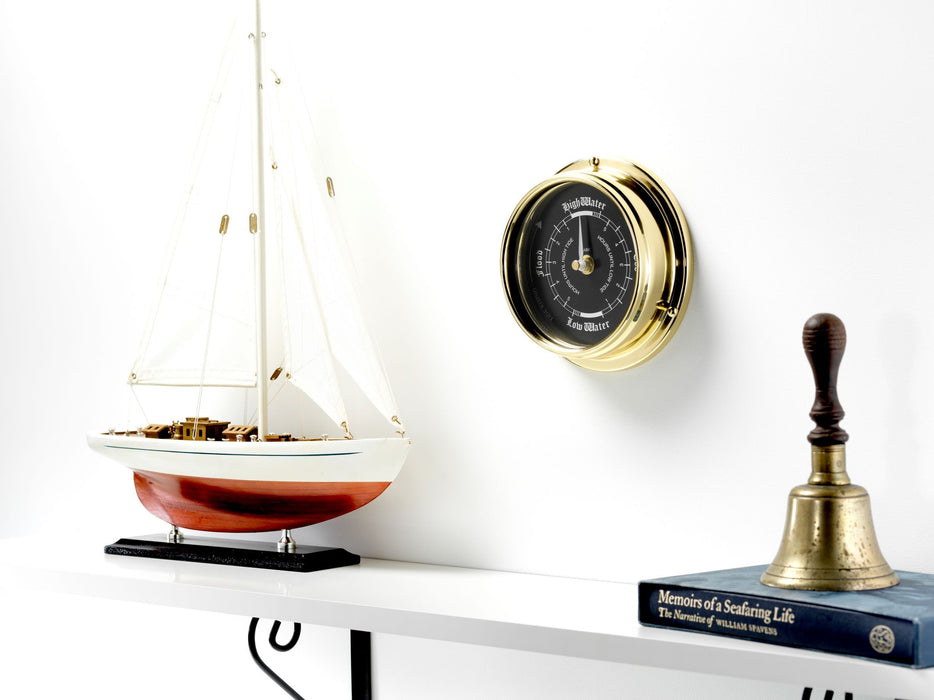 Weather Scientific Tabic Clocks Handmade Prestige Tide Clock in Solid Brass With a Jet Black Dial. Tabic Clocks 