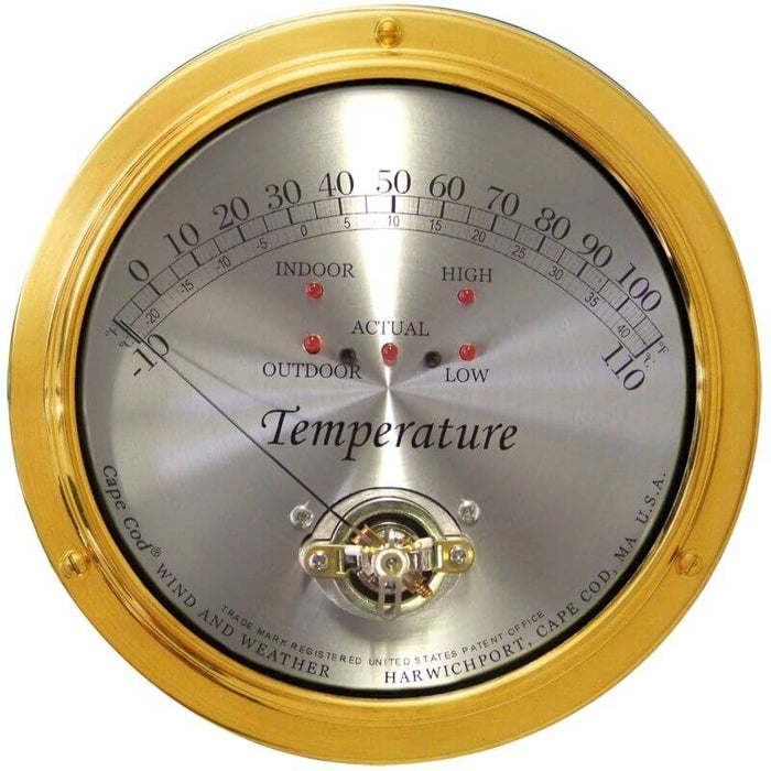 Weather Scientific Cape Cod Wind & Weather Temperature Instrument- Indoor/Outdoor - Min/Max, CCTM brass case