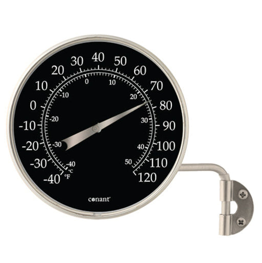 Weather Scientific Conant Collections Décor 4" Dial Thermometer T6BLKSN (Satin Nickel) front profile
