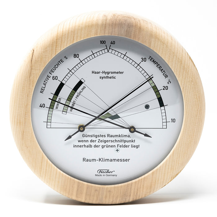 Weather Scientific Fischer 1222-09 | Stone pine indoor climate hygrometer with thermometer front details
