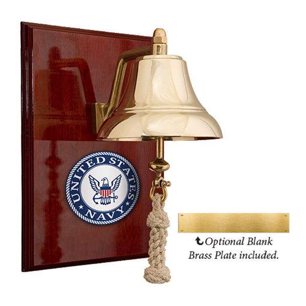 Weems & Plath U.S. Navy 6 Brass Bell on 9x12 High Gloss Mahogany Pla —  Weather Scientific