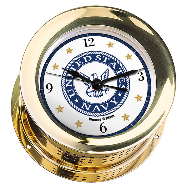 Weather Scientific Weems & Plath U.S. Navy Atlantis Quartz Ship's Bell Clock - #9 Emblem Weems & Plath 