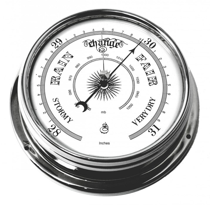 Weather Scientific Tabic Clocks Handmade Traditional Barometer in Chrome with White Dial. Tabic Clocks 