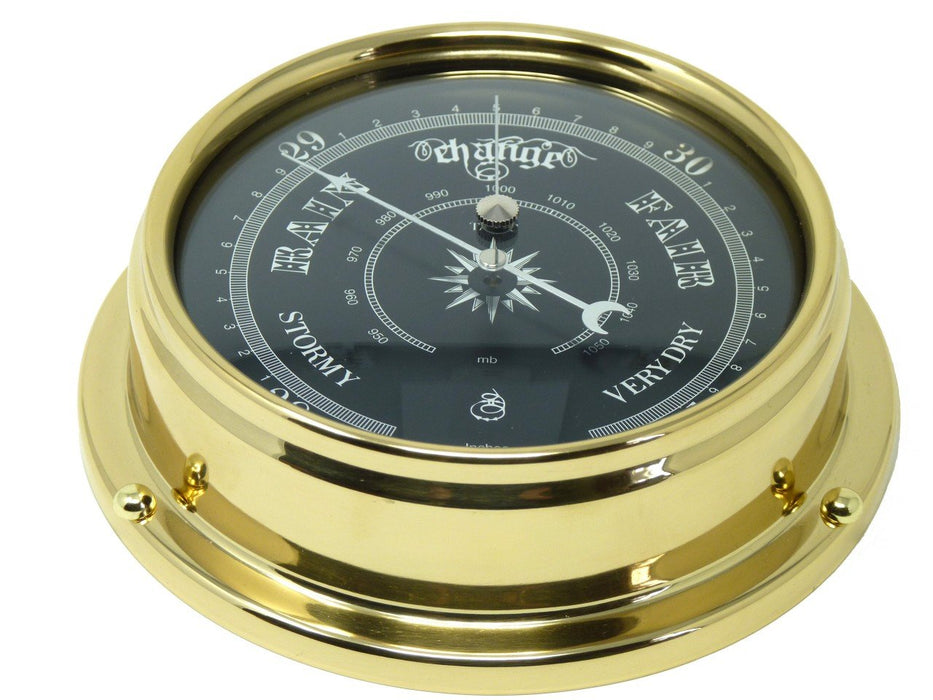 Weather Scientific Tabic Clocks Handmade Prestige Traditional Barometer in Solid Brass With a Jet Black Dial Tabic Clocks 