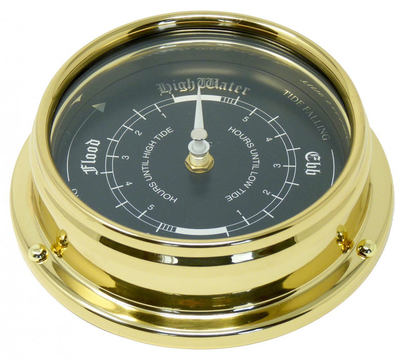 Weather Scientific Tabic Clocks Handmade Prestige Tide Clock in Solid Brass With a Jet Black Dial. Tabic Clocks 