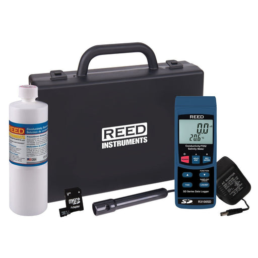 Weather Scientific REED R3100SD-KIT Data Logging Conductivity/TDS/Salinity Meter with SD Card, Power Adapter and Solution Reed Instruments 
