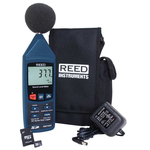 Weather Scientific REED R8070SD-KIT Data Logging Sound Meter with Adapter and SD Card Kit Reed Instruments profile with case