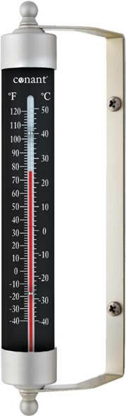 Weather Scientific Décor High Contrast Black Indoor/Outdoor 7" Thermometer (Satin Nickel) Conant Collections 